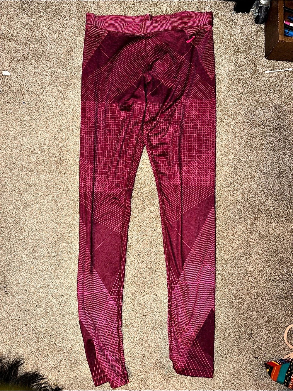 Nike Pro Geometric Print Dri-FIT Leggings Pink Medium